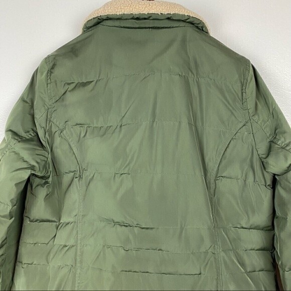 GH Bass Down Puffer Faux Fur Jacket Winter Coat Army Green Size M - Picture 6 of 9